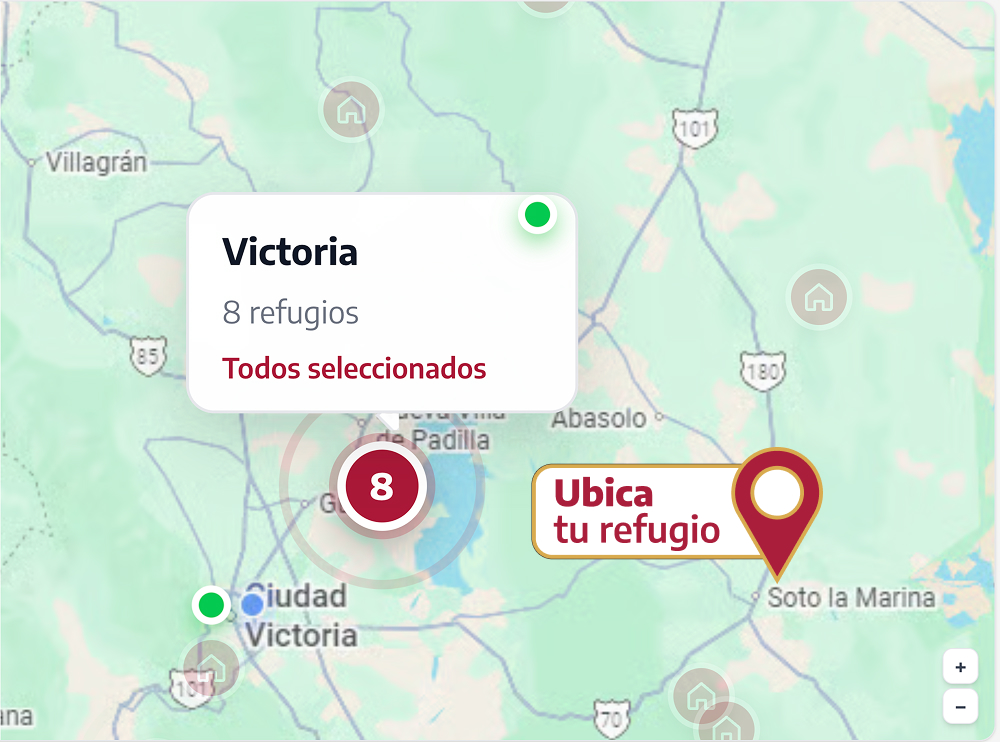 Mapa de refugios